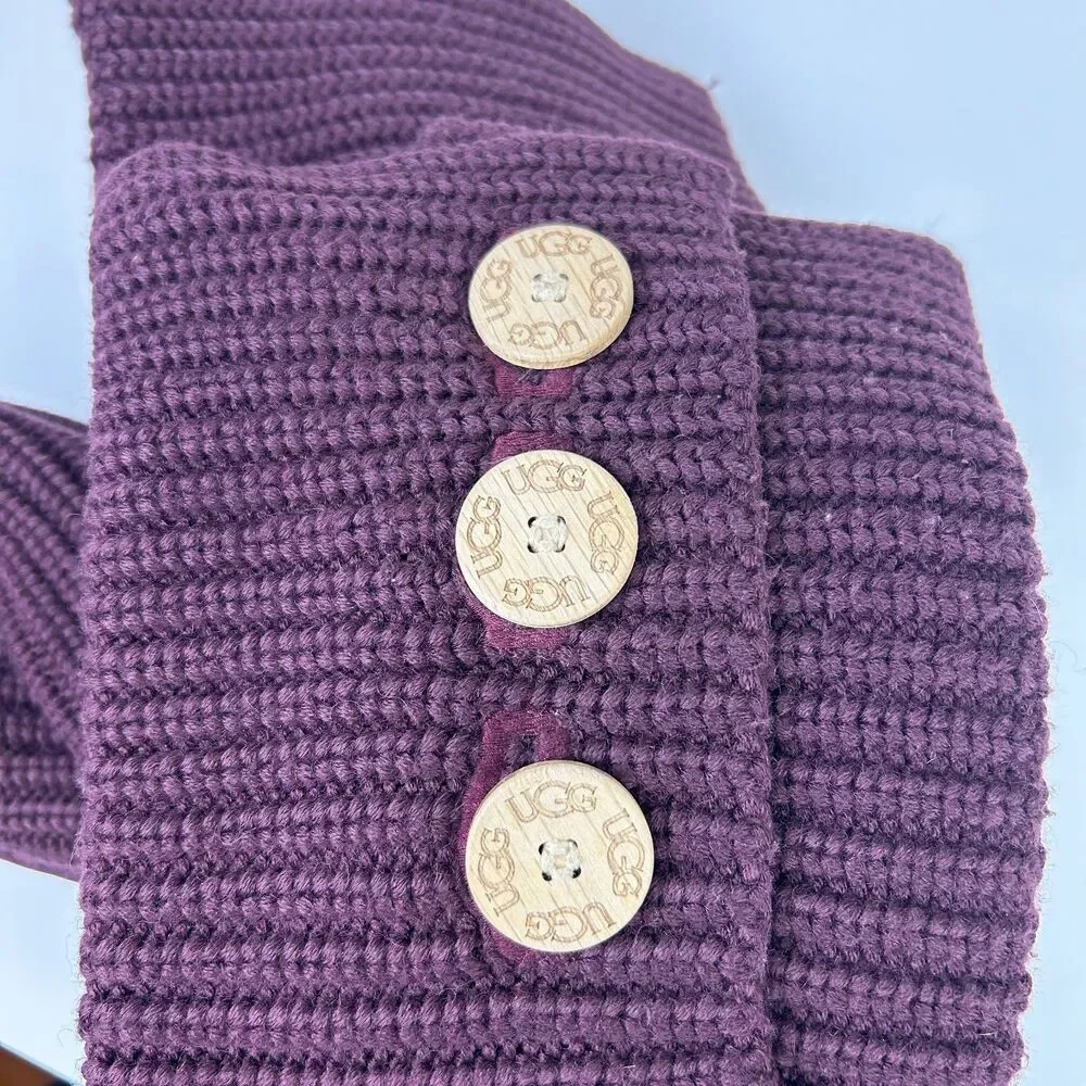 Ugg Classic Cardy Knit Boots Burgundy Convertible Tall or Mid Calf Button Shoe 7
